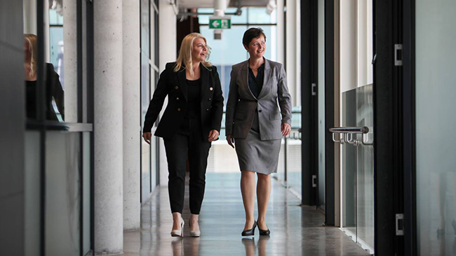 Nepean Regional Security managing director Gina Field and NSW Minister for Women Tanya Davies. Picture: Adam McLean.